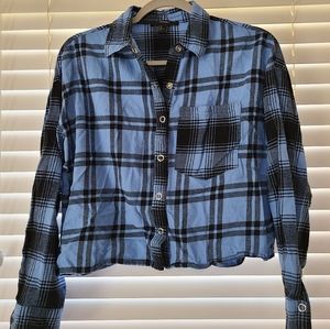 Cropped flannel button down